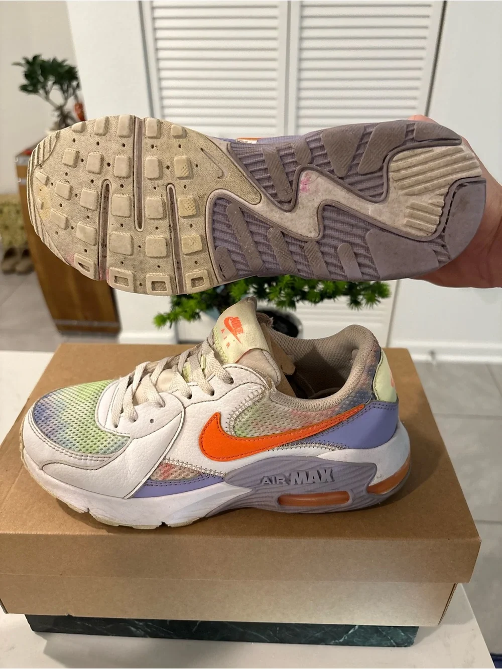 Nike Air Max Pastel Tie-Dye Sneakers with Orange Swoosh size 6.5 women’s